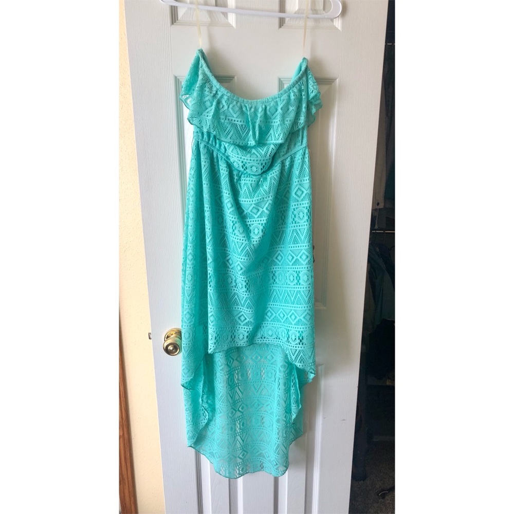 High-Low strapless dress